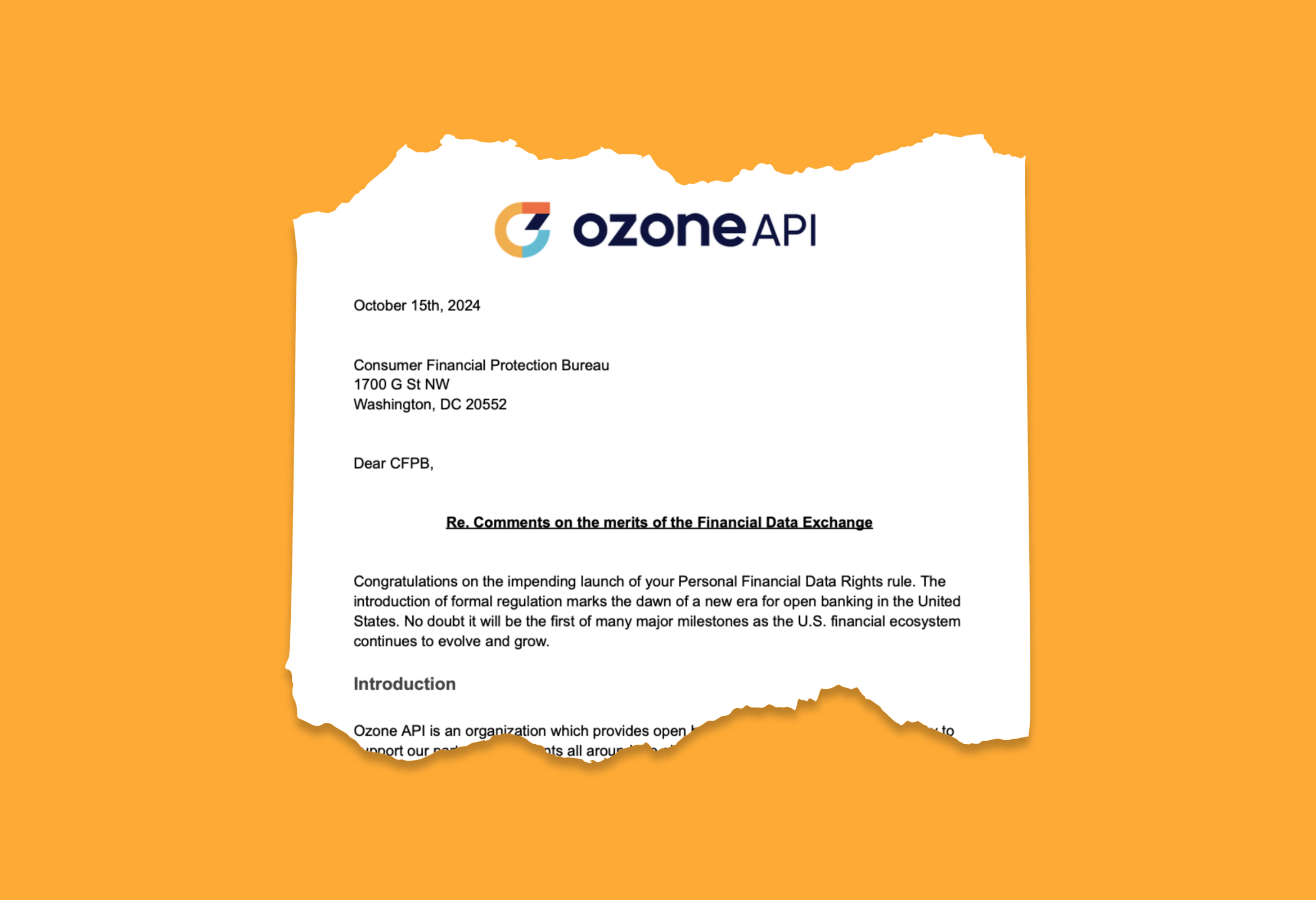 Letter to CFPB from Ozone API