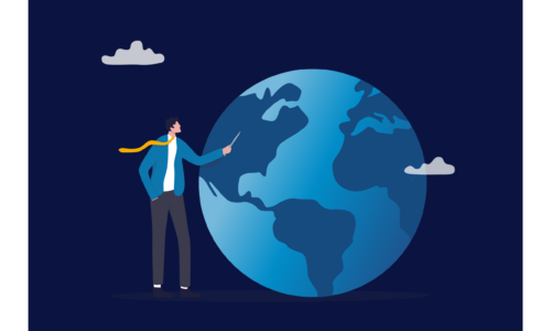 World economics worldwide international business, oversea trade network industry, global diplomacy, commerce or distribution, businessman pointing presentation on global world opportunity supply.